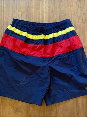 Polo Sport Ralph Lauren Swim Trunks L Navy Red Yellow Vintage 90s Style